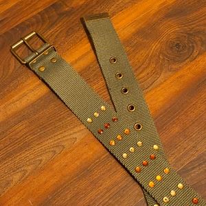 Army green rhinestone studded belt